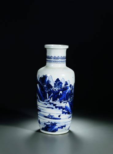 3205 清康熙青花山水人物棒槌瓶- 中鸿信2014秋拍寄畅庋珍专场- 上海